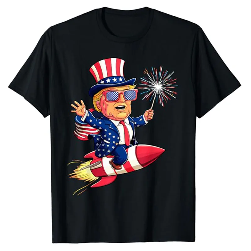 

Donald TRUMP 2024 Happy 4th of July Trump American Flag T-Shirt Humor Funny Pro Trump Fans Clothes 2024 Election Campaign Tees