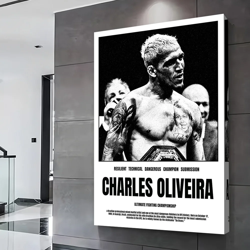 Charles Oliveira Boxer Champion Poster Customizable Printed Canvas Painting Wall Art Gift for Modern Living Room Pictures Mural