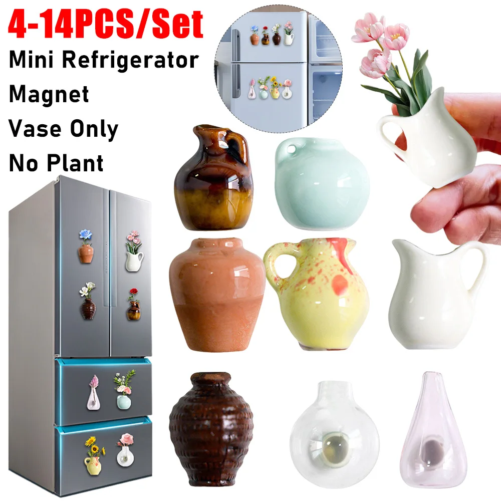 Mini Vase Magnets Lightweight Ceramics Vase Fridge Magnet Porcelain Vase Refrigerator Magnet for Air Conditioners Fridge House