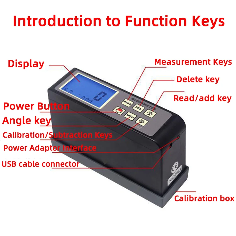 Portable Gloss Tester GM-6 60° Stone Tile Metal Floor Paint Ink Printing Surface Gloss Tester 0~200GU