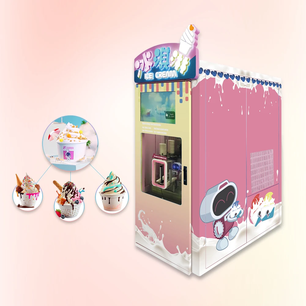 Customized 2025 New Fully Automatic Soft Ice Cream Vending Machine Commercial Self Service System Ice Cream Business