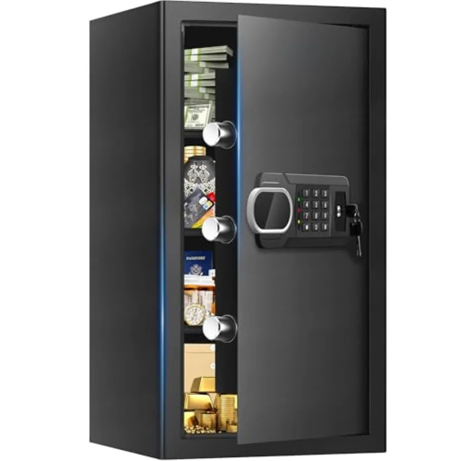 6.1 Cuft Large Home Safes Water and Fireproof with Digital Keypad Key Lock Fire Security Safe Box with 3 Removable Shelves Fire