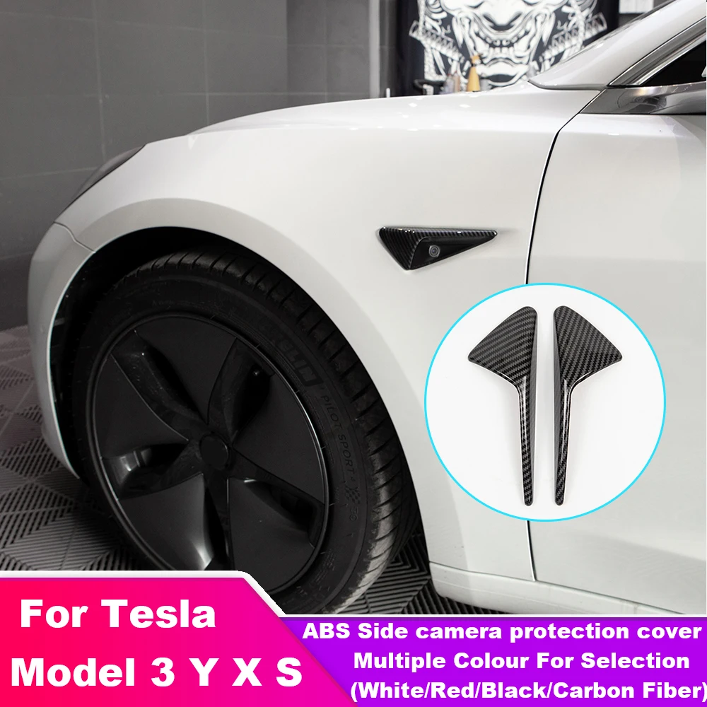 

HW 4.0 Side camera protection cover Trim For Tesla Model Y 3 X S 2023-2025 Carbon Fiber ABS 2PCS