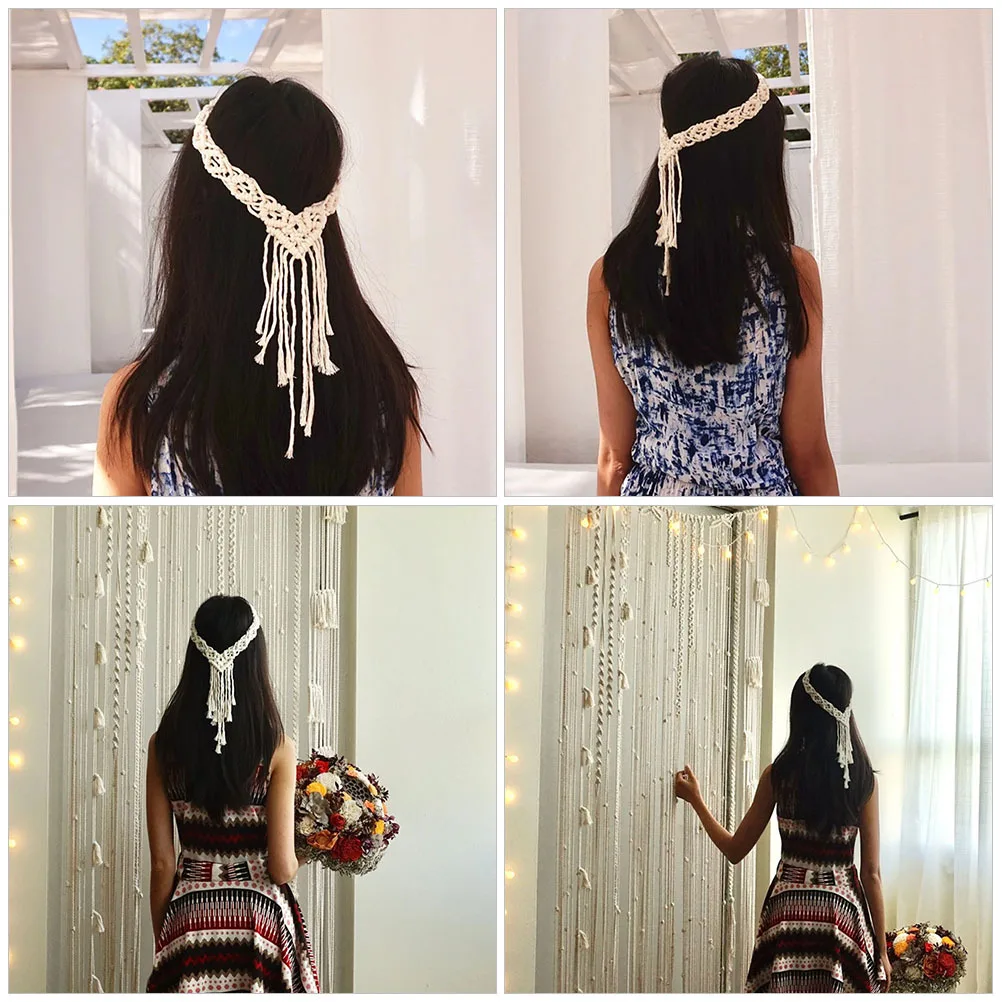 

Cotton Rope Headband Handmade Bohemian Woven Macrame Hair Accessory For Women Wedding Travel Beach Hairstyle Decor Nordic
