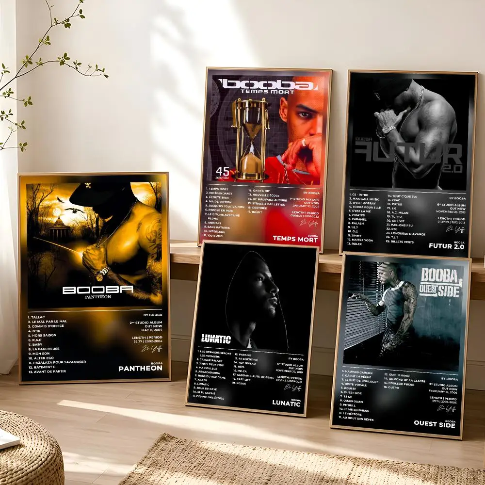 French rapper B-Booba Poster Stickers Painting Self-Adhesive Mural HD Wall Decals for Bedroom Living Room Home Decor Gift