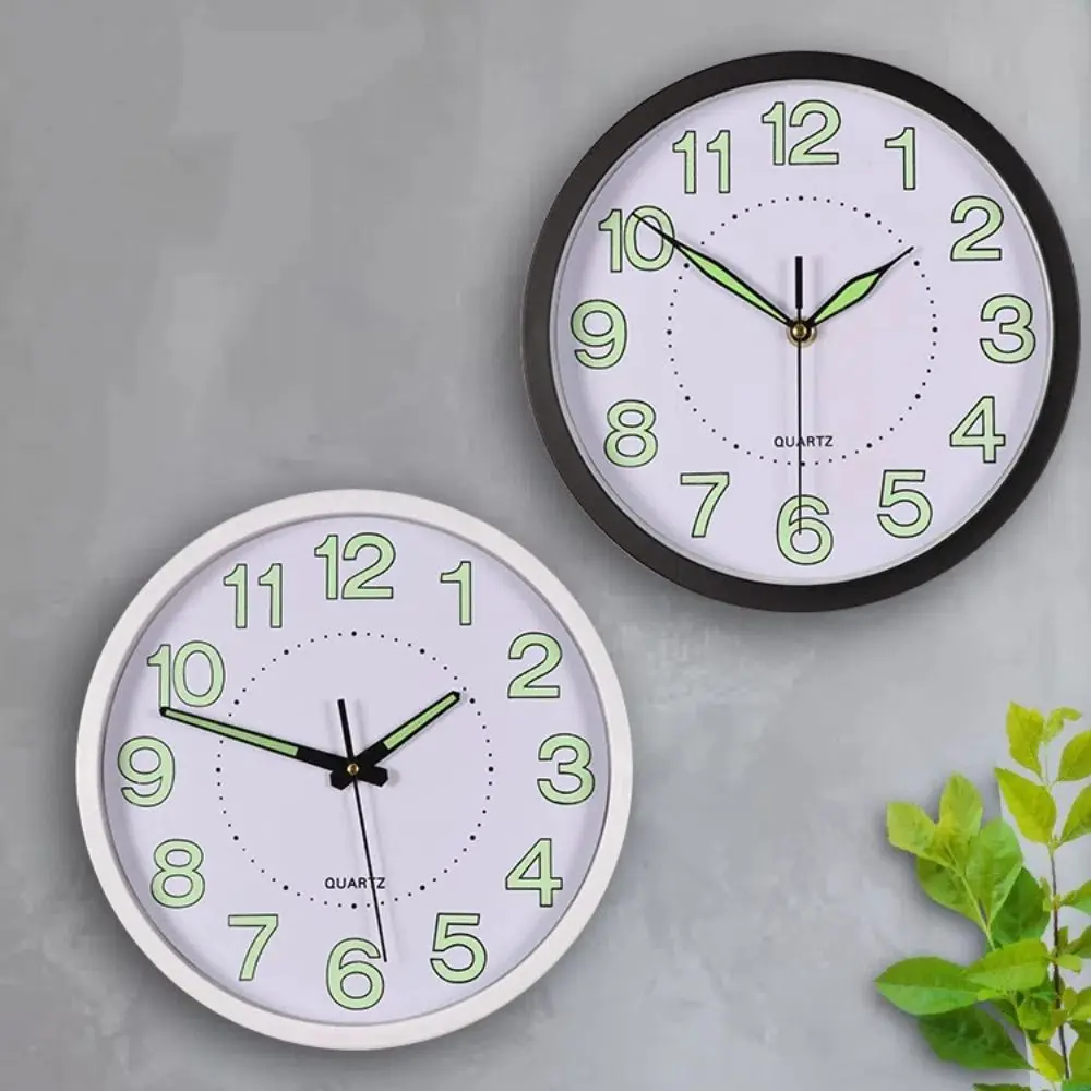 

Modern 12inch Glow in The Dark Clock Non-Ticking Hanging Wall Clock Energy-Saving Plastic Silent Quartz Clock Kitchen