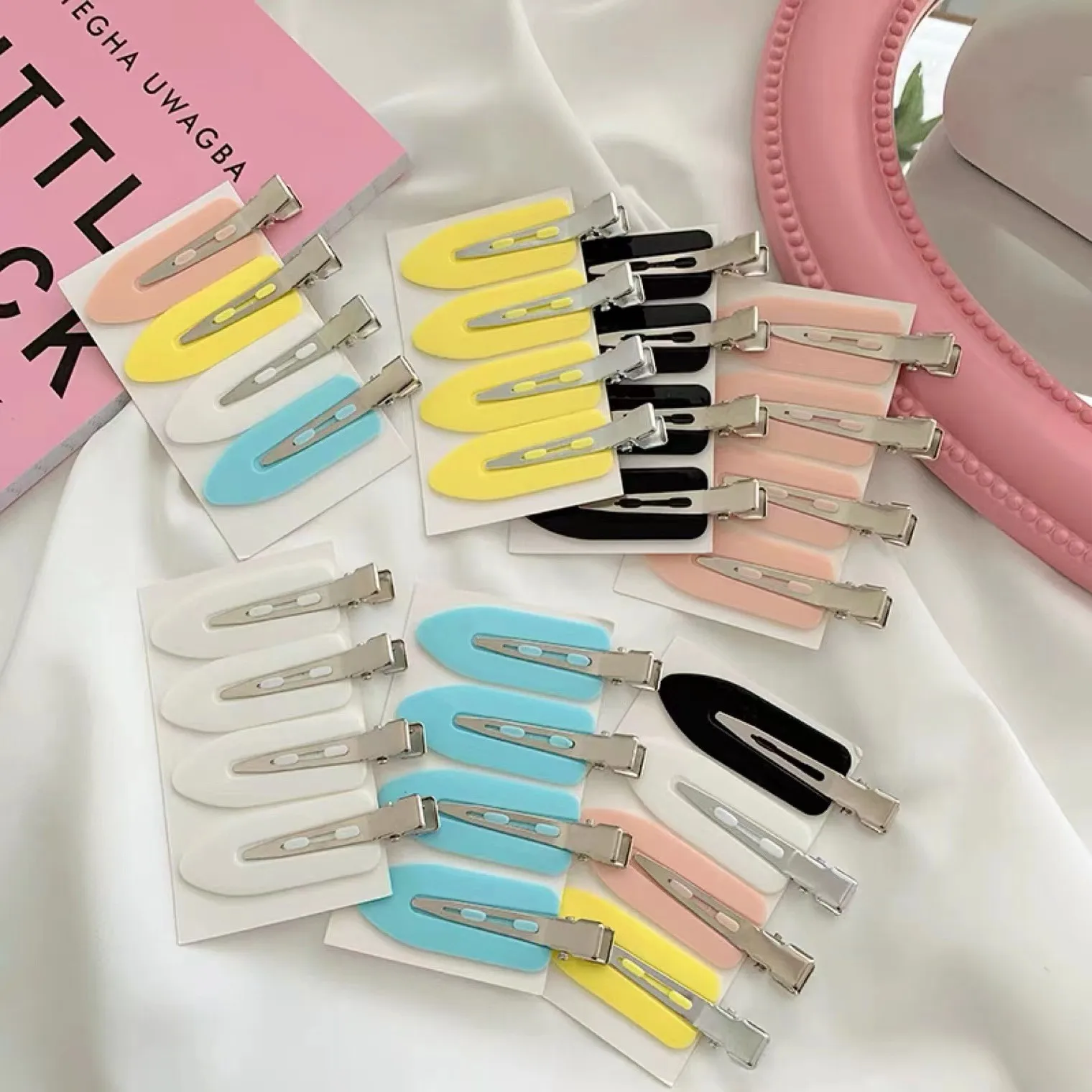 

5pcs Glitter Candy Color Seamless Hairpins Professional Hair Styling Clips for Women And Girls Makeup Headwear Accessory