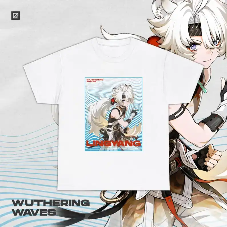 Lingyang Wuthering Waves Shirt Gacha Game Merch Fan Shirt Unisex Cotton