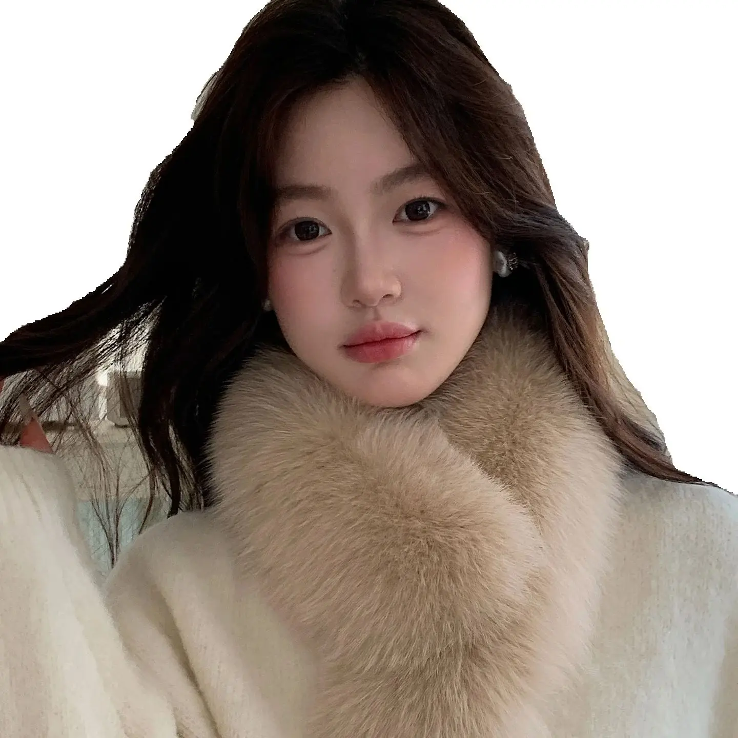 

Elegant scarf, Winter warmth basic style long fox fur fur scarf, neck and fur collar