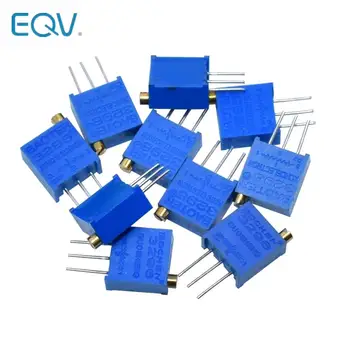 3296W 50 100 200 500 1K 2K 5K 10K 20K 50K 100K 200K 500K 1M ohm Wielobrotowy potencjometr trymera Precyzyjny rezystor zmienny