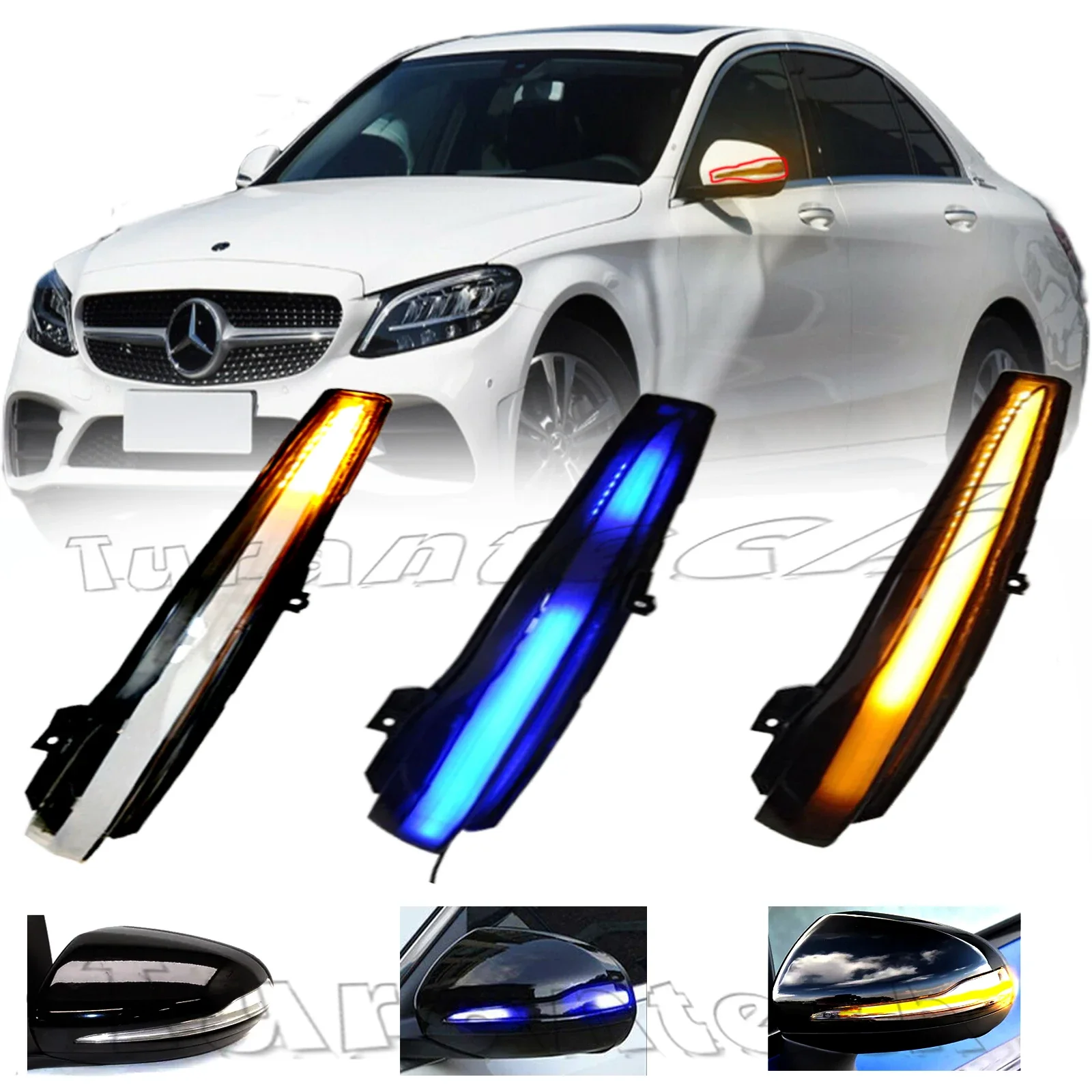 2Pcs Turn Signal Lights for Mercedes-Benz W205 W213 W238 W463 W222 W217 W253 Mirror Switchback Upgrade Customize