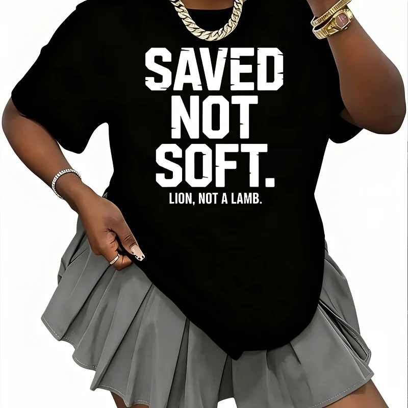 Saved Not Soft Christian Lion Not Lamb Women's T-Shirt 100% Cotton Fun Print Short Sleeve Top Casual Round Neck Tee S-5Xl