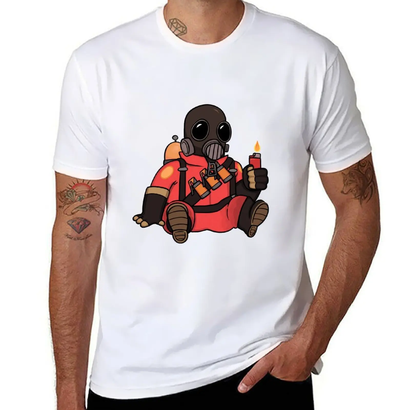 

Pyro TF2 Sticker T-Shirt t shirts for man cotton soft t shirts with prints T-Shirt
