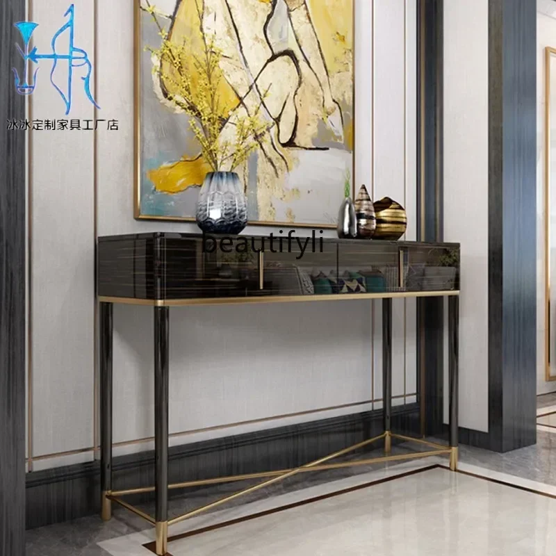 

Creative Entrance Cabinet Neoclassical Light Luxury Decorative Cabinet American Solid Wood Partition Storage Cabinet53