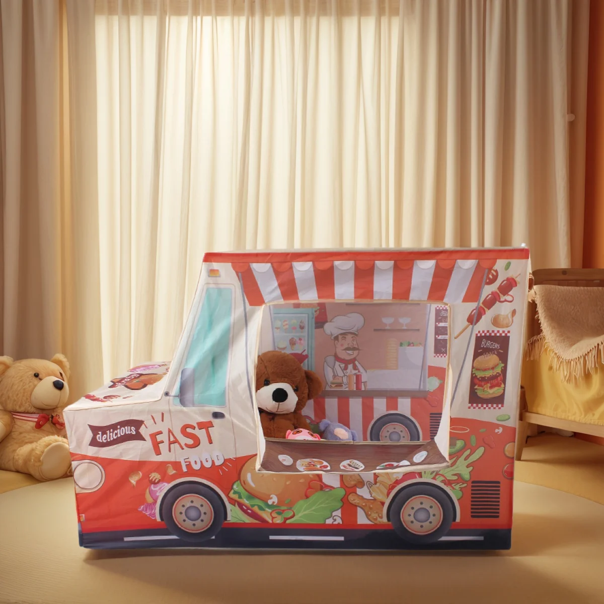 Castillo de juguete divertido para niños, diseño de coche verde para mascotas, tienda de juegos portátil al aire libre, juguete para casa de juego, tienda de juguete divertida para fiestas, gran regalo navideño y de Halloween, accesorios no incluidos