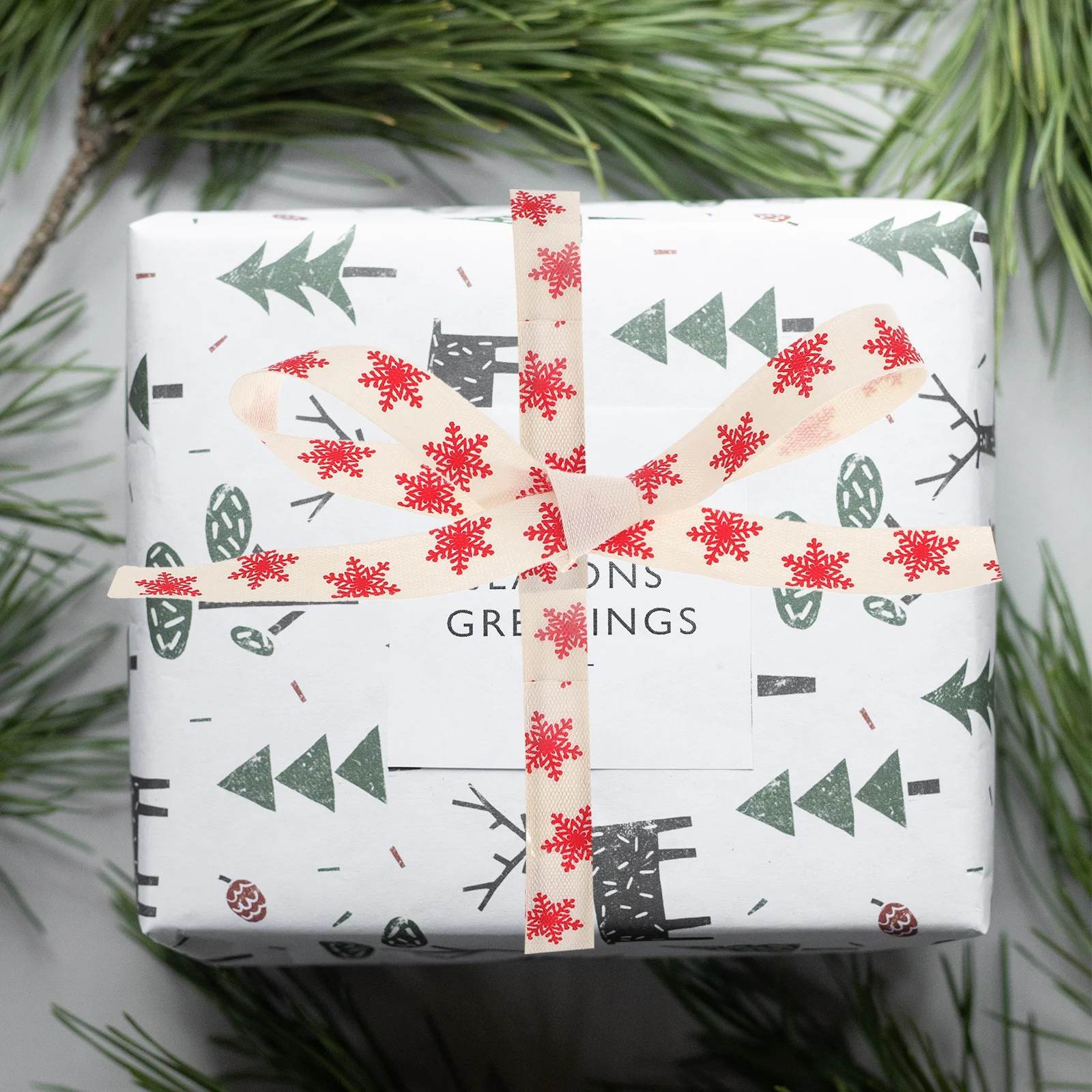 

5 Rolls Xmas Tree Ribbon Christmas Gift Box Packing Decoration Wear Resistant Bow Making Ribbons Christmas Ribbon