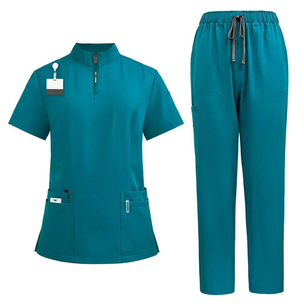 Uniformes médicos femininos, Mulheres Scrubs Conjuntos, Hospital Médicos Enfermeiros Acessórios, Clínica Odontológica, Salão de beleza, Spa Workwear Pano, Nova Moda