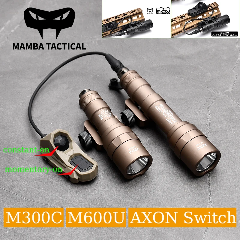 

SureFir M300C&M600U Metal LED Tactical Flashlight M600 Scout Light With AXON Pressure Remote Switch SF Plug Dual Function