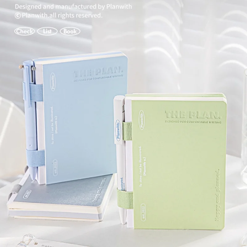 A6 Pu Leather Daily Weekly Monthly Planner Organizer Diary Colored Page to Do List Notepad Journal Notebook School Stationery