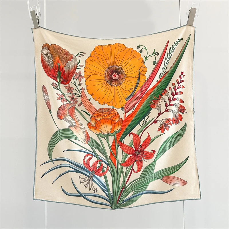 

Double Printing Scarf Luxury Winter Bandana Silk Wool Scarfs Square Warm Bandanas Small Pashmina 65CM Lover Gifts