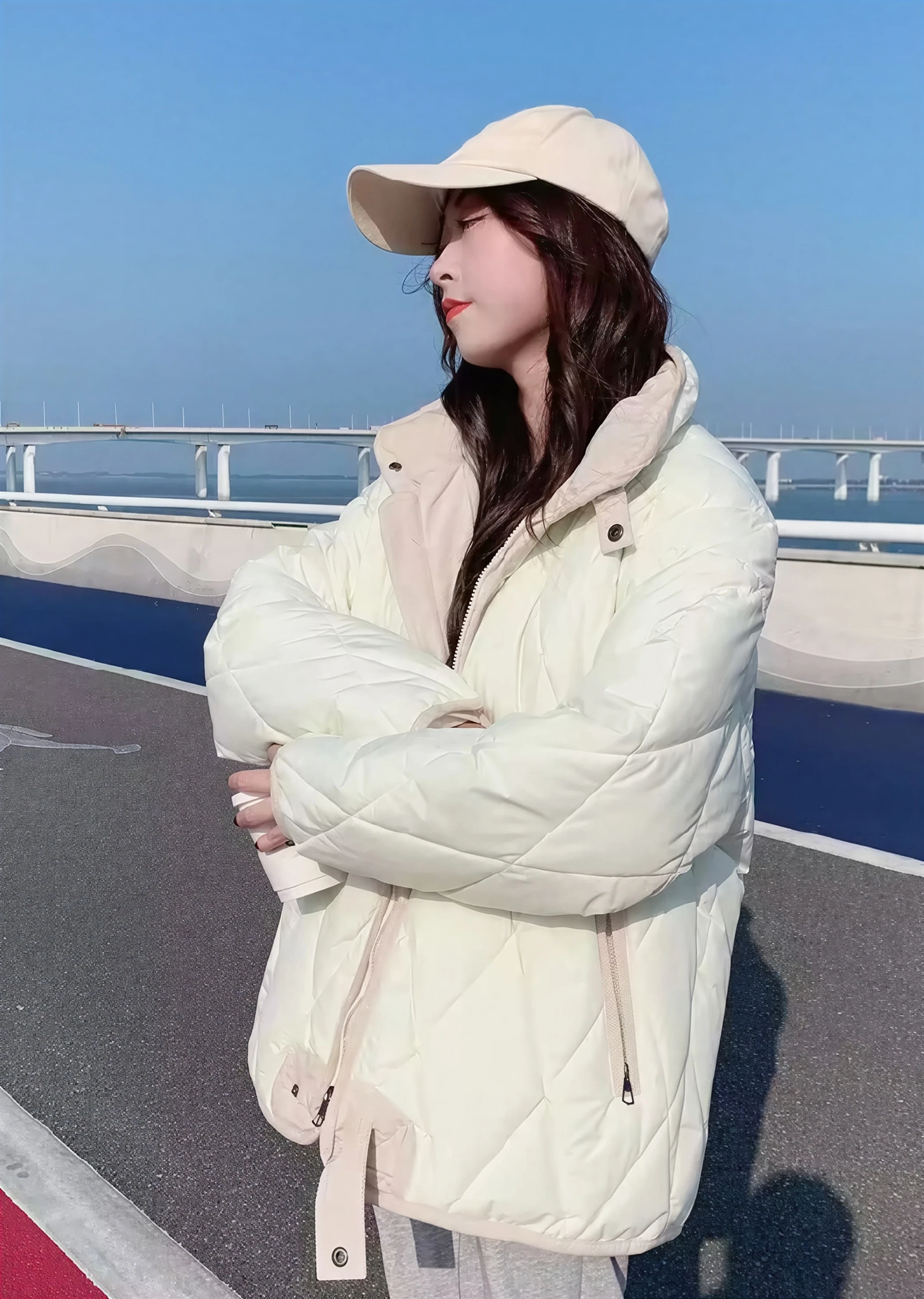 Parkas Womens Parka Coat With Real Fur Autumn Bio-Cotton Multi-Pockets Stuffed Snap-Button Cinching Drawcord Packable Tied Broad