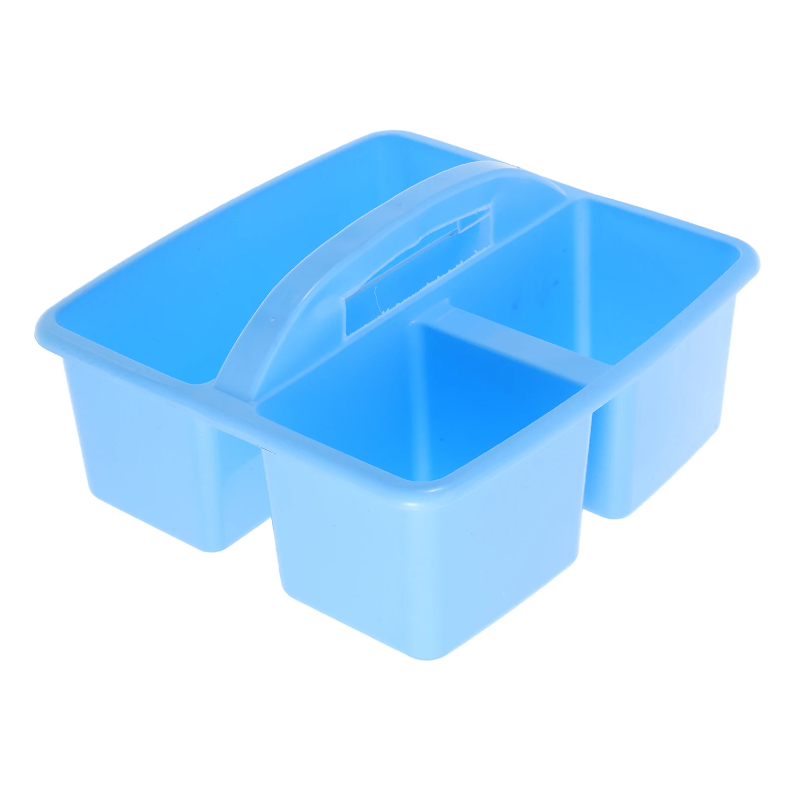 

Portable Handled 3-Compartment Storage Basket for Stationery Supplies Teacher Tools Kids Craft Sky-blue Plastic Organizer