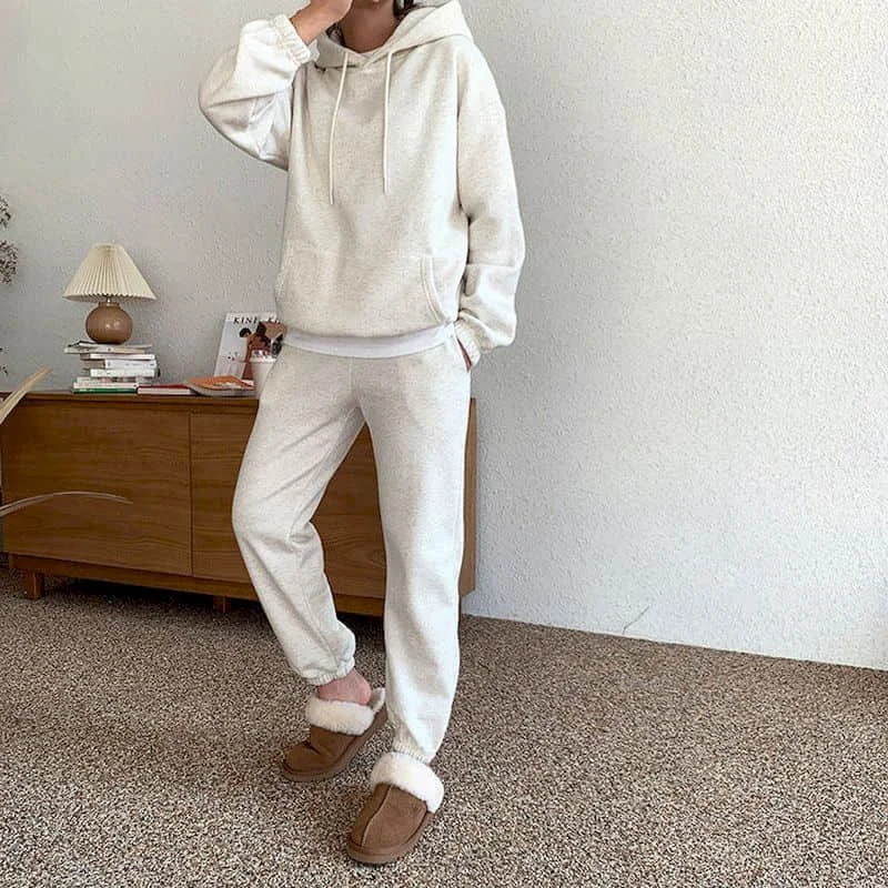 

Plush Pants Sets for Women Oversized Hooded Hoodies Casual Sweatpants Two Piece Set Women Outfits Loose High Street Y2k Clothes