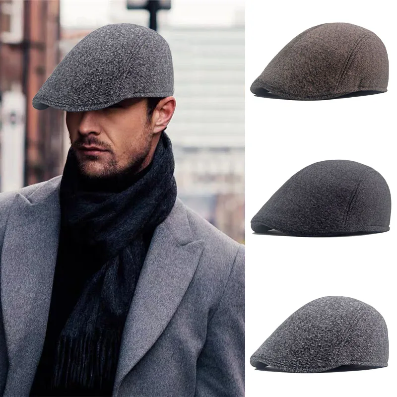 

Vintage Berets for Men Newsboy Caps Autumn Winter Warm woolen Hats British Painters Hat Herringbone Flat Caps Men's Berets