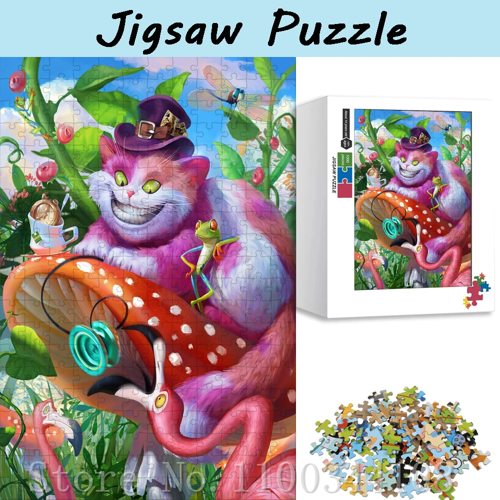 Disney Cheshire Cat Fantasy Art Puzzles 1000 Pieces Alice In Wonderland Jigsaw Puzzles for Children Intelligence Education Toys