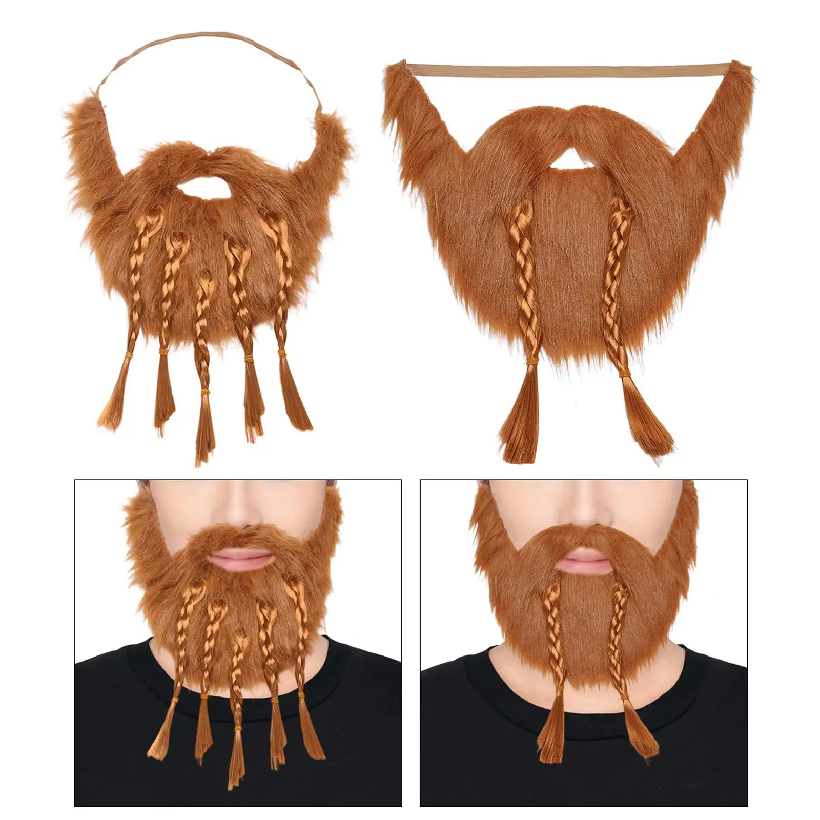 Barba falsa profesional para fiesta, barba vikinga para hombres y mujeres, mascarada festiva