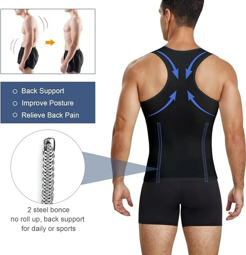 Men's Body Shaper Compression Vest Abdomen Shapewear Tummy Slimming Sheath Gynecomastia Shapers Corset Waist Trainer Fajas Tops