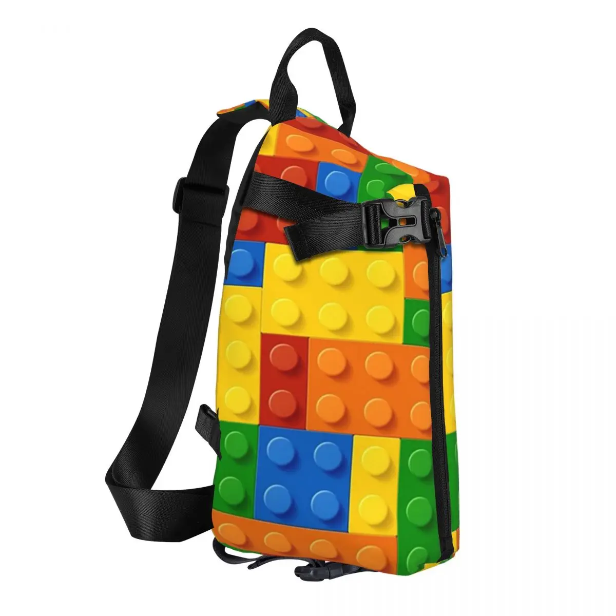 Building Blocks Construction Brick Chest Bag Men Sling Crossbody Backpack Chest Bag Travel Hiking Daypack Shoulder Bag