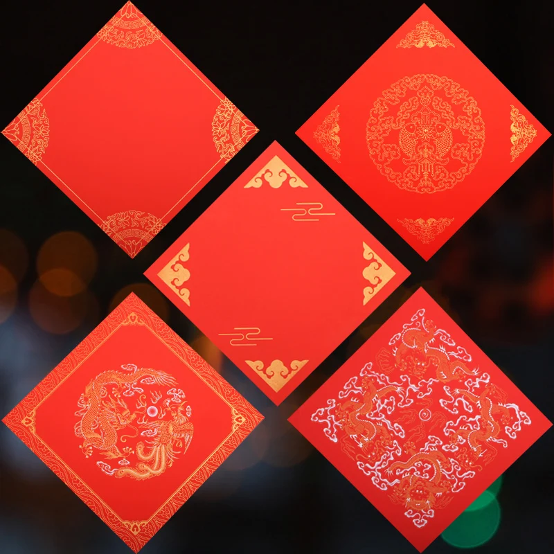 Lucky Red Xuan Paper New Year Decoration Red Xuan Paper Chinese Spring Festival Red Rice Paper Calligraphy Fu Character Papier