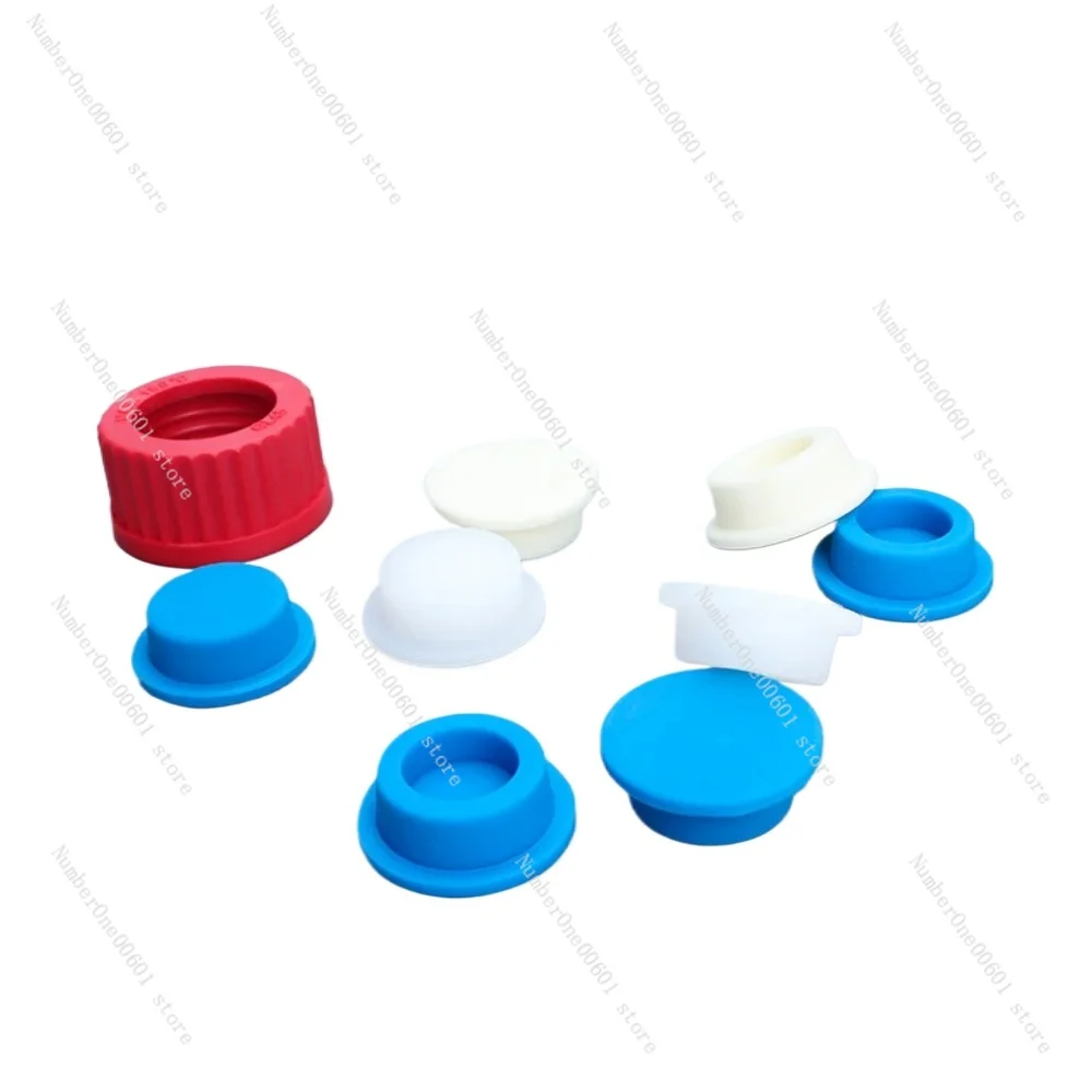 Gl45 Reagent Bottle Stopper Blue Cap Bottle Stopper Milky White Foaming Plug Laboratory Silica Gel Plug Test Tube Plug Anaerobic