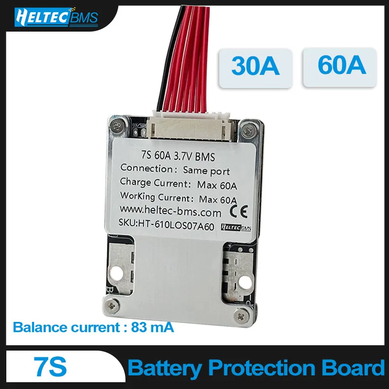 7S Плата защиты литий-ионной батареи 25,9 В 30 А 60 А Баланс BMS Двигатель для хранения энергии