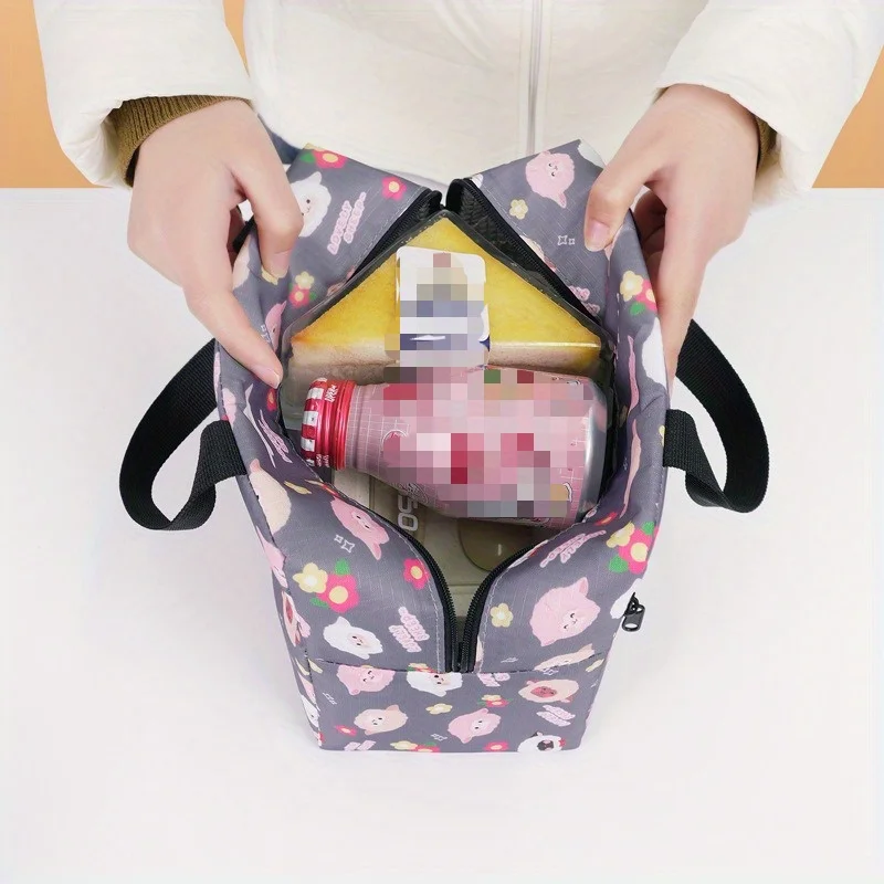 1pc Fashionable Pattern Lunch Bag Office Worker's Lunch Bag Outdoor Cold Insulation and Heat Preservation Bag Non-food Contact