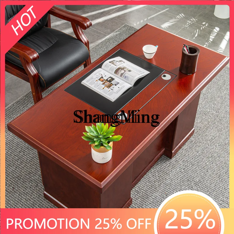 

FGgood-looking desk computer Chinese boss writing desk simple household single desk solid wood table and chair combination