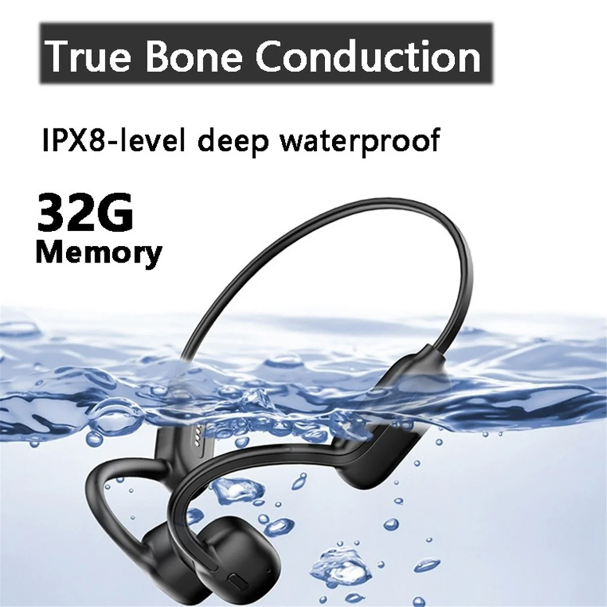 Bone Conduction Headphones Swimming IPX8 Waterproof 32GB Sport Headset Wireless Bluetooth 5.2 Earphones