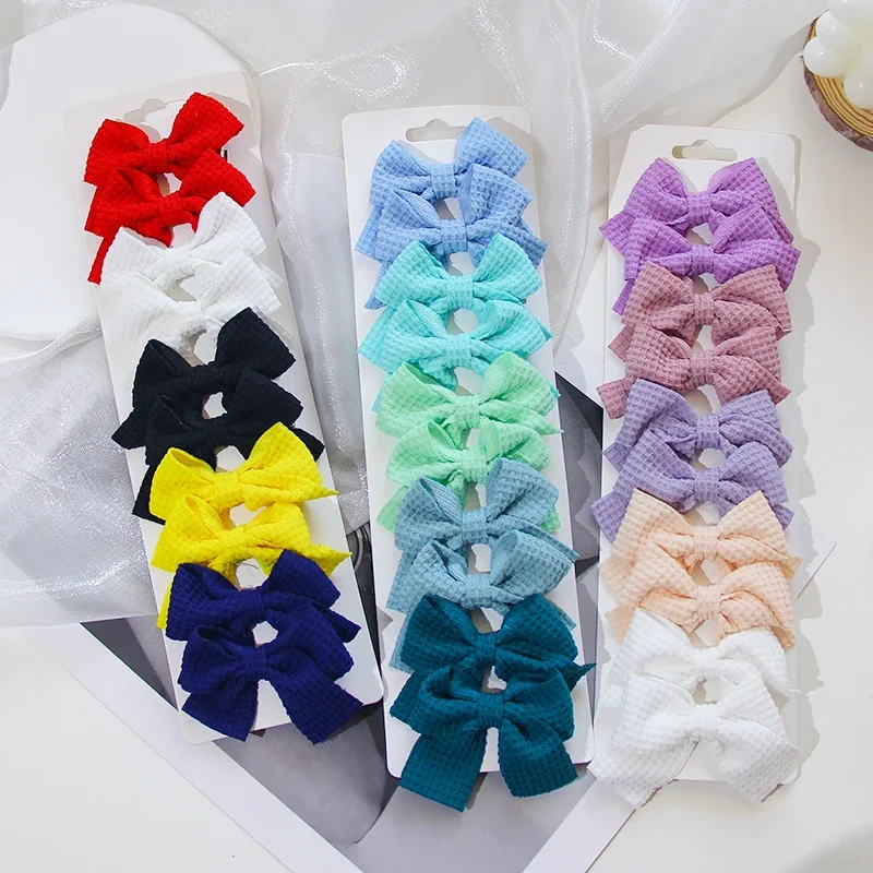 10 Stück Weiche Baumwoll-Haarspangen für Mädchen, Süßes Design, Farbblock-Haarklammern, Zarte Haarclips, Kinder-Accessoires – Detail 1