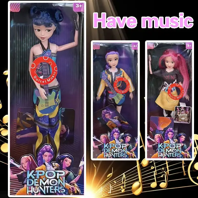   وظيفة الموسيقى Kpop شيطان الصيادين دمية لطيفة-Derpys Tiger Rumi Zoey Mira، لعبة رائعة قابلة للجمع لمحبي هدية العيد