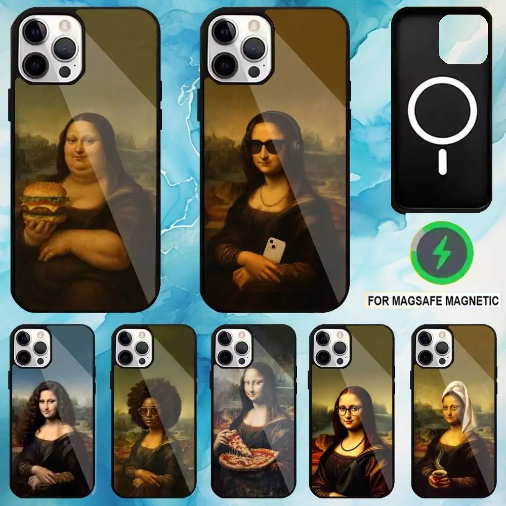 

M-Mona L-Lisa Art Phone Case For iPhone17,16,15,14,13,12,11 Plus,Pro Max Magnetic For Magsafe Wireless Charging