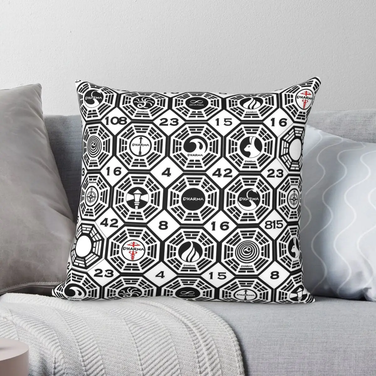 Lost Dharma Initiative Square Pillowcase Polyester Linen Velvet Pattern Zip Decor Pillow Case Car Cushion Case 45x45