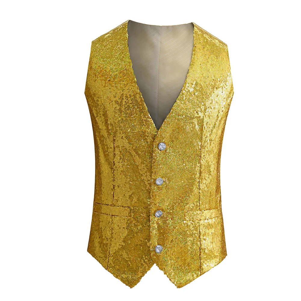 2024 hombres chaquetas de lentejuelas chaleco traje brillante chaleco club nocturno Dj traje de escenario lentejuelas brillantes brillo fiesta chaleco Tops Halloween