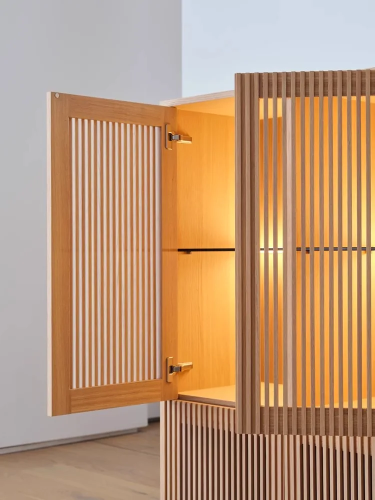 Armario moderno y sencillo de color de registro, mueble para porche y sala de estar, mueble lateral de comedor de madera maciza, diseño nórdico japonés