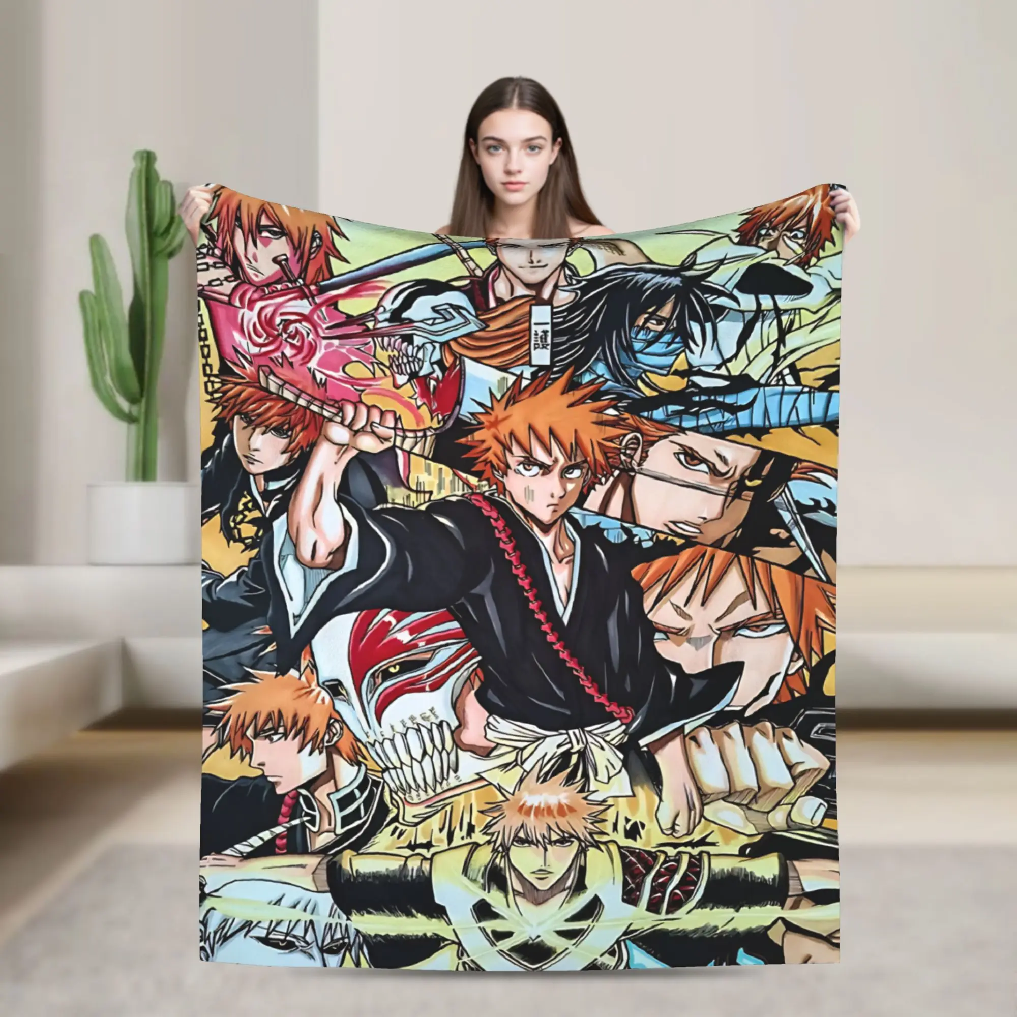 Ichigo Chronicles bleachs Super Soft Blanket  Kids Plush Throw Blanket Novelty Living Room Flannel Bedspread Sofa Bed Cover