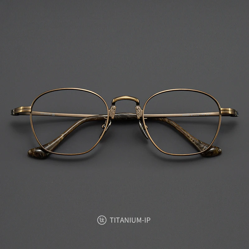 

New Retro Pattern Ultra Light Pure Titanium Frame Glasses for Men High Quality Handmade Women's Optical Big Square Eyeglasses