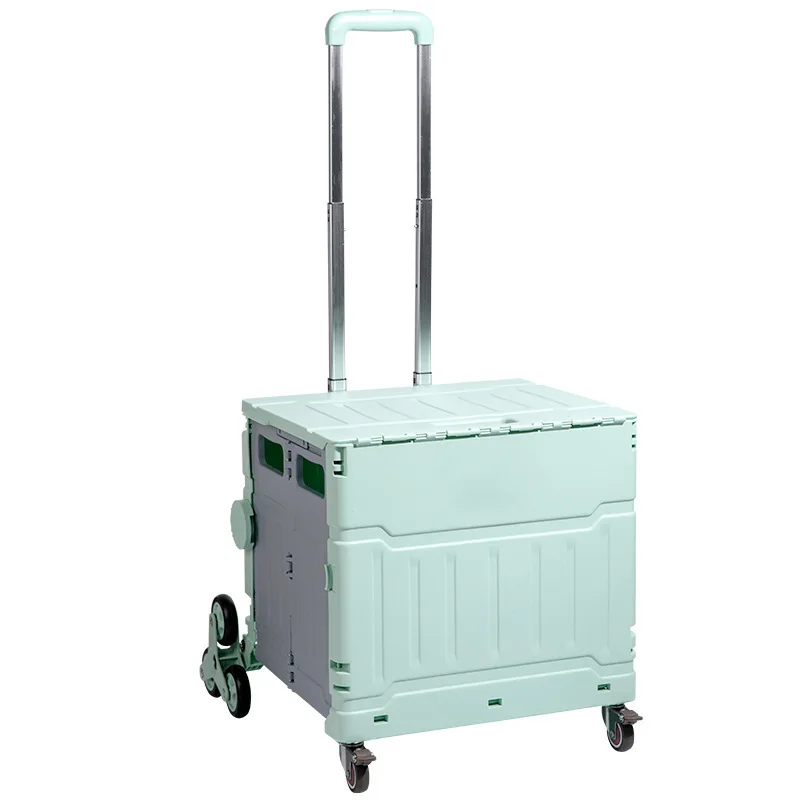 folding portable shopping cart, small pull cart to buy vegetables, express pull goods, light hand-pulled cart, outdoor camper