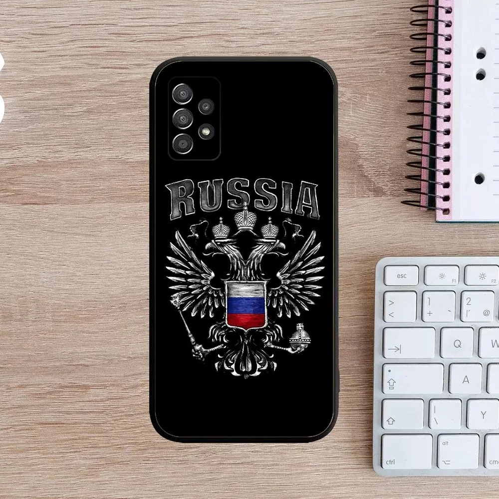 Russia Russian Flags Poccnr Emblem Phone Case For Samsung Galaxy A13,A21s,A22,A31,A32,A52,A53,A71,A80,A91 Soft Black Cover