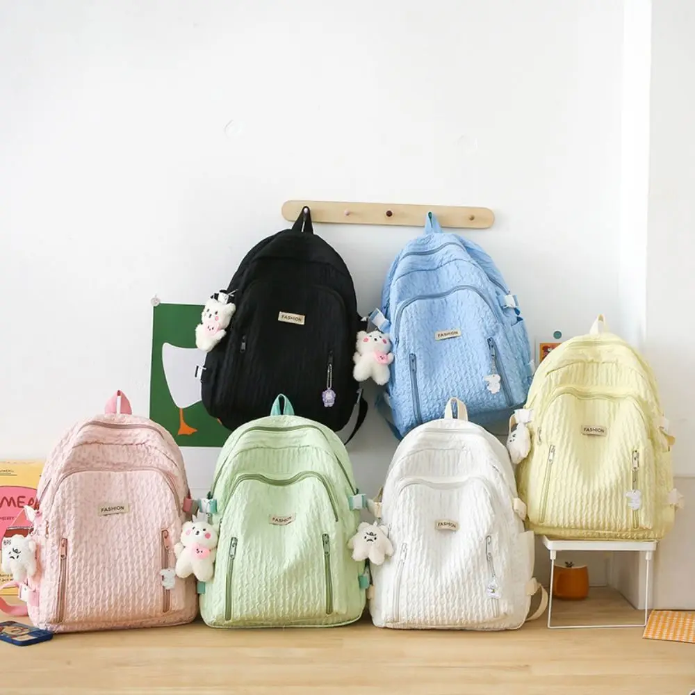 Cute Soft Material Girls Schoolbags Black White Blue High School Size Boys Backpacks School Backpacks For Girls