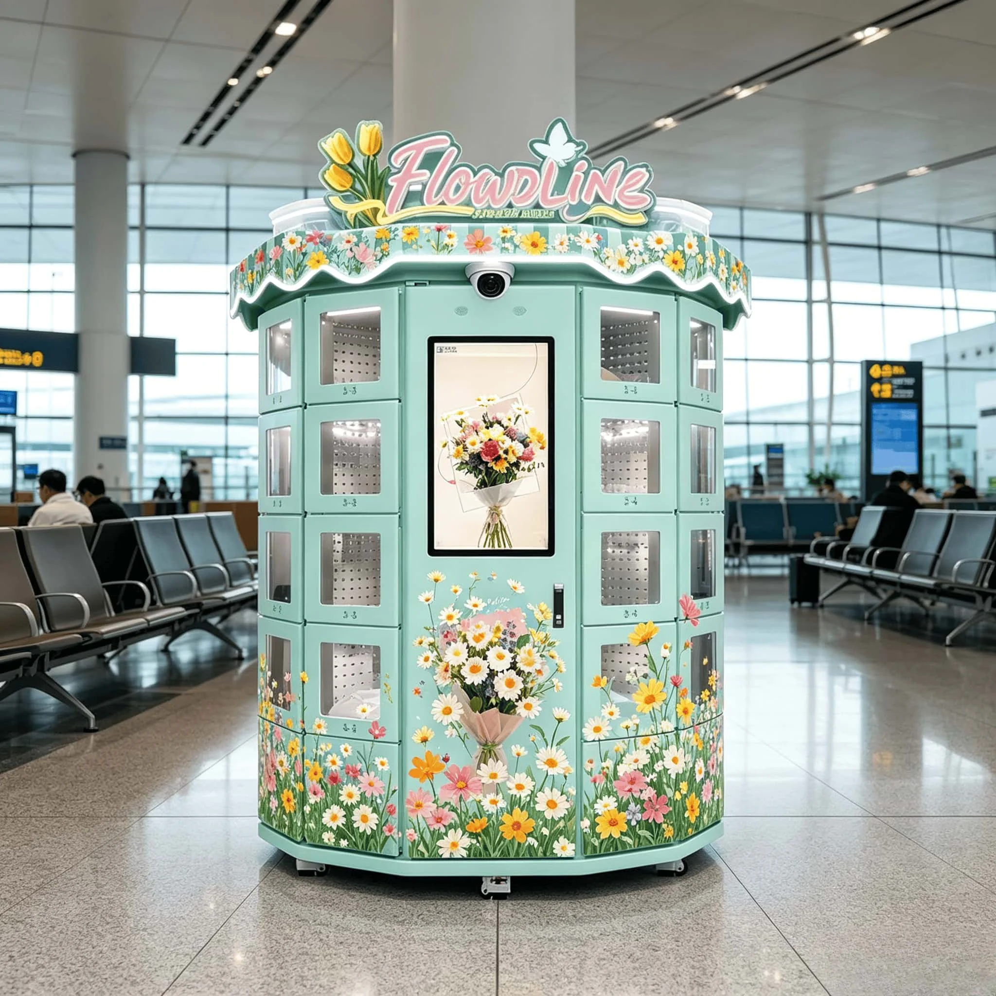 FOODLINE Roadside Retail Flower Vending Machine Thickened Anti Collision Cabinet Smart Unlock Fresh Bouquet Vending Equipment